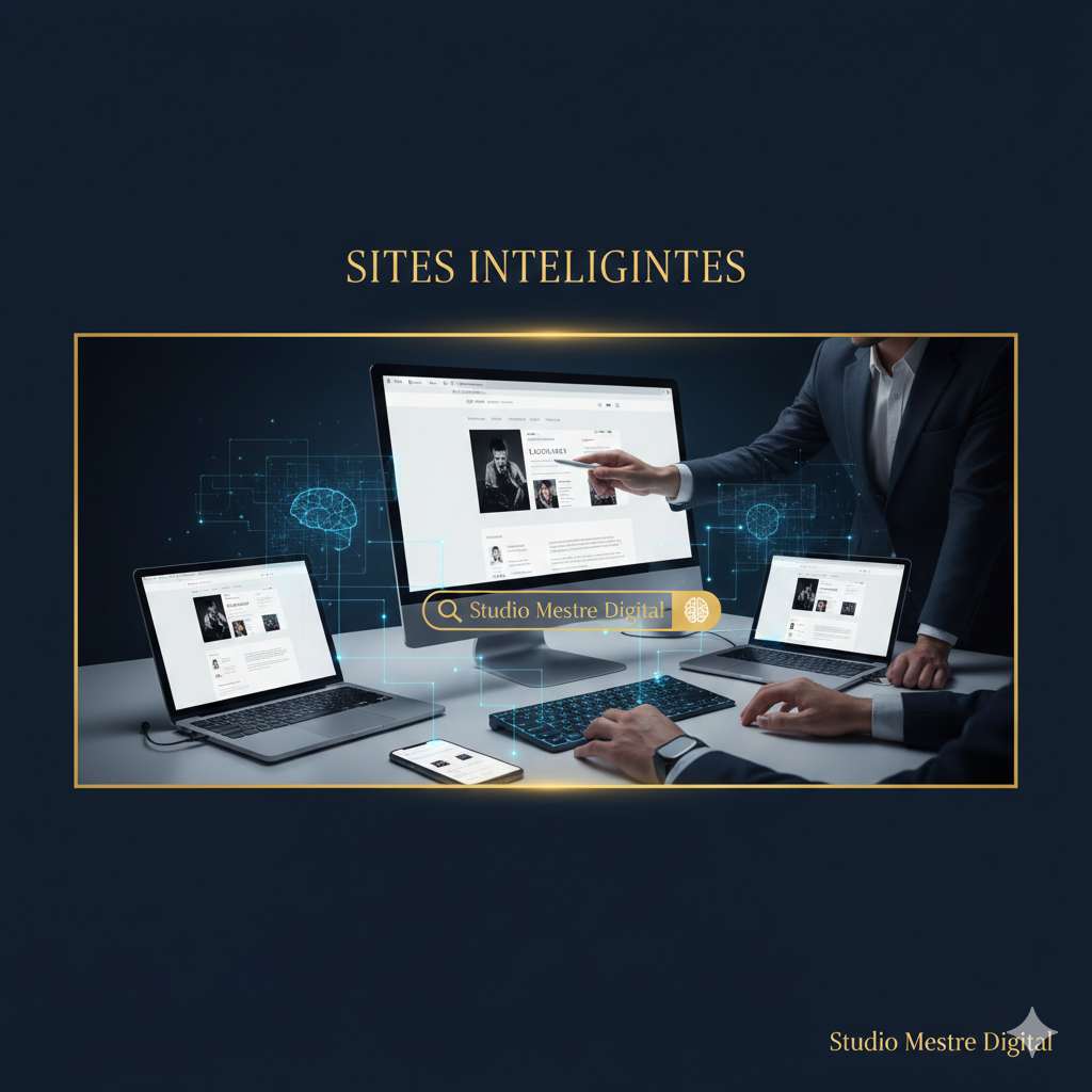 Design de sites inteligentes com interface performance e tecnologia de inteligência artificial desenvolvida pelo Studio Mestre Digital.