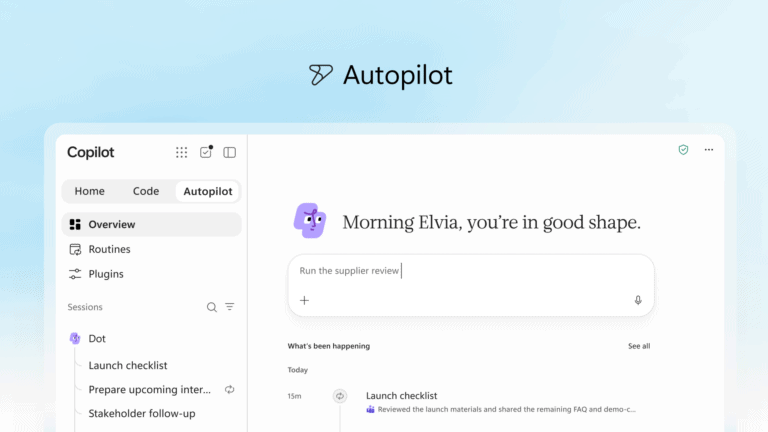 Novo Copilot da Microsoft reúne chat, código e agentes de IA em um único aplicativo de trabalho autopilot